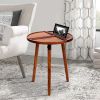 18 Inch Round Acacia Wood Side Accent End Table with 3 Tabletop Sections; Warm Brown; DunaWest - Default