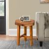 18 Inch Hexagon Acacia Wood Side Table with Live Edge Top; Warm Brown; DunaWest - Default