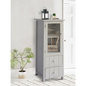 39 Inch Paulownia Wood Accent Cabinet; Vertical; 2 Drawers; 1 Door; Dove Gray; DunaWest - Default