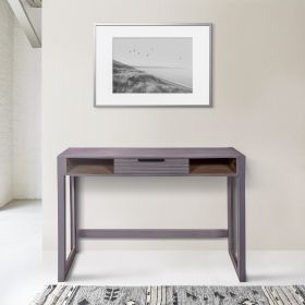 44 Inch Minimalist Single Drawer; Mago Wood; Entryway Console Table Desk; Textured Groove Lines; Gray; DunaWest - Default