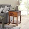 22 Inch Acacia Wood Rectangular End Side Table; 1 Drawer; Open Shelf; Walnut Brown; DunaWest - Default