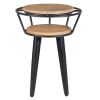 Industrial End Table with 2 Tier Round Wooden Shelving and Metal Frame; White Oak and Black; DunaWest - Default