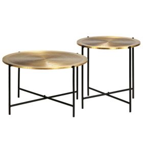 vidaXL Table Set 2 Pieces Brass-covered MDF - Gold