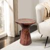 21 Inch Round Side Accent Table; Aluminum Sheet; Enamel Coating; Dark Brown; DunaWest - Default