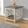 Solid Wood Farmhouse End Table with X Shape Side Panels; White and Brown; DunaWest - Default