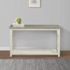 Solid Wood Sofa Console Table with X Shape Side Panels; White and Brown; DunaWest - Default