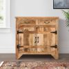 39 Inch Artisanal Farmhouse Style 2 Drawer Mango Wood Cabinet Console with 2 Door Storage; Brown; DunaWest - Default