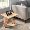 End Table with Square Top and Illusion Wooden Frame; Oak Brown; DunaWest - Default