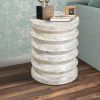 Round End Table with Spring Design Wooden Frame and Round Top; Washed White; DunaWest - Default