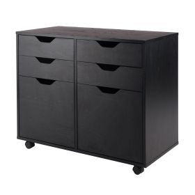 Halifax Wide 2-Door Storage Cabinet, 4-Drawer, Black - 20622