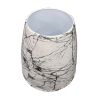 16 Inch Round Accent Side Table; Aluminum Sheet; Faux Marble; Enamel Coating; White; DunaWest - Default