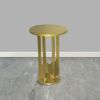 Cyrus 18 Inch Round Accent Side Table; Cast Aluminum; Arched Cut Out Frame; Brass; DunaWest - Default