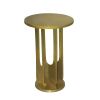 Cyrus 18 Inch Round Accent Side Table; Cast Aluminum; Arched Cut Out Frame; Brass; DunaWest - Default