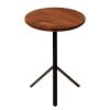 19 Inch Handcrafted Round Acacia Wood End Side Table; Sleek Tripod Metal Base; Walnut Brown; Black; DunaWest - Default