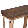 Ken 25 Inch Retro Rectangular Live Edge Acacia Wood Side End Accent Table with Bottom Shelf; Natural Brown; DunaWest - Default