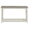 Solid Wood Sofa Console Table with X Shape Side Panels; White and Brown; DunaWest - Default