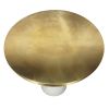 17 Inch Round Brass Modern Accent End Table with Cylindrical Marble Base; Brass; White; DunaWest - Default