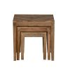 20; 17; 14 Inch 3 Piece Mango Wood Rectangular Nesting Table Set with Inlaid Herringbone Design; Natural Brown; DunaWest - Default