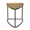 19 Inch Aluminum Side End Table; Iron Frame; Guitar Pick Shaped Top; Antique Brass; Black; DunaWest - Default