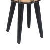 Industrial End Table with 2 Tier Round Wooden Shelving and Metal Frame; White Oak and Black; DunaWest - Default