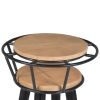 Industrial End Table with 2 Tier Round Wooden Shelving and Metal Frame; White Oak and Black; DunaWest - Default