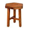 18 Inch Hexagon Acacia Wood Side Table with Live Edge Top; Warm Brown; DunaWest - Default