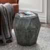 Ashton 22 Inch Mango Wood Side End Table; Octagonal; Faceted; Chiseled Edges; Rustic Gray; DunaWest - Default