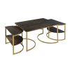 38 inch Rectangle Metal Nesting Coffee Table - 3 pcs set; Black and Gold; DunaWest - Default