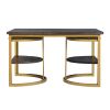 38 inch Rectangle Metal Nesting Coffee Table - 3 pcs set; Black and Gold; DunaWest - Default