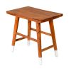 18 Inch Rectangular Acacia Wooden Side Table with Angled Legs; Warm Brown; DunaWest - Default