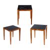 Alba 22 Inch 3 Piece Nesting Table Set; Laser Cut Metal; Black; Brown; DunaWest - Default