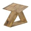 End Table with Square Top and Illusion Wooden Frame; Oak Brown; DunaWest - Default