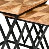 Madeline 25; 23 Inch Square 2 Piece Nesting End Table Set; Wood Top; Iron Frame; Brown and Black; DunaWest - Default