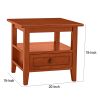 Wooden Rectangular End Table with 1 Drawer; Honey Brown; DunaWest - Default