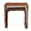 20 and 17 Inch Handcrafted Acacia Wood Nesting End Tables; Live Edge Wood in Natural Brown Finish; DunaWest - Default