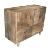 43 Inch Handcrafted Farmhouse Mango Wood Storage Buffet Cabinet with 2 Drawers; Rustic Brown; DunaWest - Default