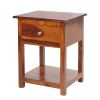 22 Inch Acacia Wood Rectangular End Side Table; 1 Drawer; Open Shelf; Walnut Brown; DunaWest - Default