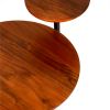 Geo Collection 21 Inch Round Acacia Wood Accent End Table with 2 Tier Tabletops; Brown; Black; DunaWest - Default