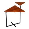 Geo Collection 21 Inch Triangular Acacia Wood Accent End Table with 2 Tier Tabletops; Brown; Black; DunaWest - Default