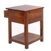 22 Inch Acacia Wood Rectangular End Side Table; 1 Drawer; Open Shelf; Walnut Brown; DunaWest - Default