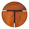 18 Inch Round Acacia Wood Side Accent End Table with 3 Tabletop Sections; Warm Brown; DunaWest - Default