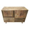 43 Inch Handcrafted Farmhouse Mango Wood Storage Buffet Cabinet with 2 Drawers; Rustic Brown; DunaWest - Default