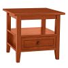 Wooden Rectangular End Table with 1 Drawer; Honey Brown; DunaWest - Default