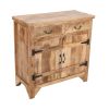 39 Inch Artisanal Farmhouse Style 2 Drawer Mango Wood Cabinet Console with 2 Door Storage; Brown; DunaWest - Default