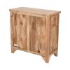 39 Inch Artisanal Farmhouse Style 2 Drawer Mango Wood Cabinet Console with 2 Door Storage; Brown; DunaWest - Default