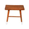 18 Inch Rectangular Acacia Wooden Side Table with Angled Legs; Warm Brown; DunaWest - Default