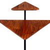 Geo Collection 21 Inch Triangular Acacia Wood Accent End Table with 2 Tier Tabletops; Brown; Black; DunaWest - Default