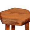 18 Inch Hexagon Acacia Wood Side Table with Live Edge Top; Warm Brown; DunaWest - Default