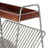 25 Inch Rectangular Metal Frame Side Table; Magazine Rack; Mango Wood Tray Top; Brown; Pewter Gray; DunaWest - Default