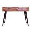 43 Inch 2 Drawer Reclaimed Wood Console Table; Angled Legs; Multi Tone Pastel Accent; Brown; Black; DunaWest - Default